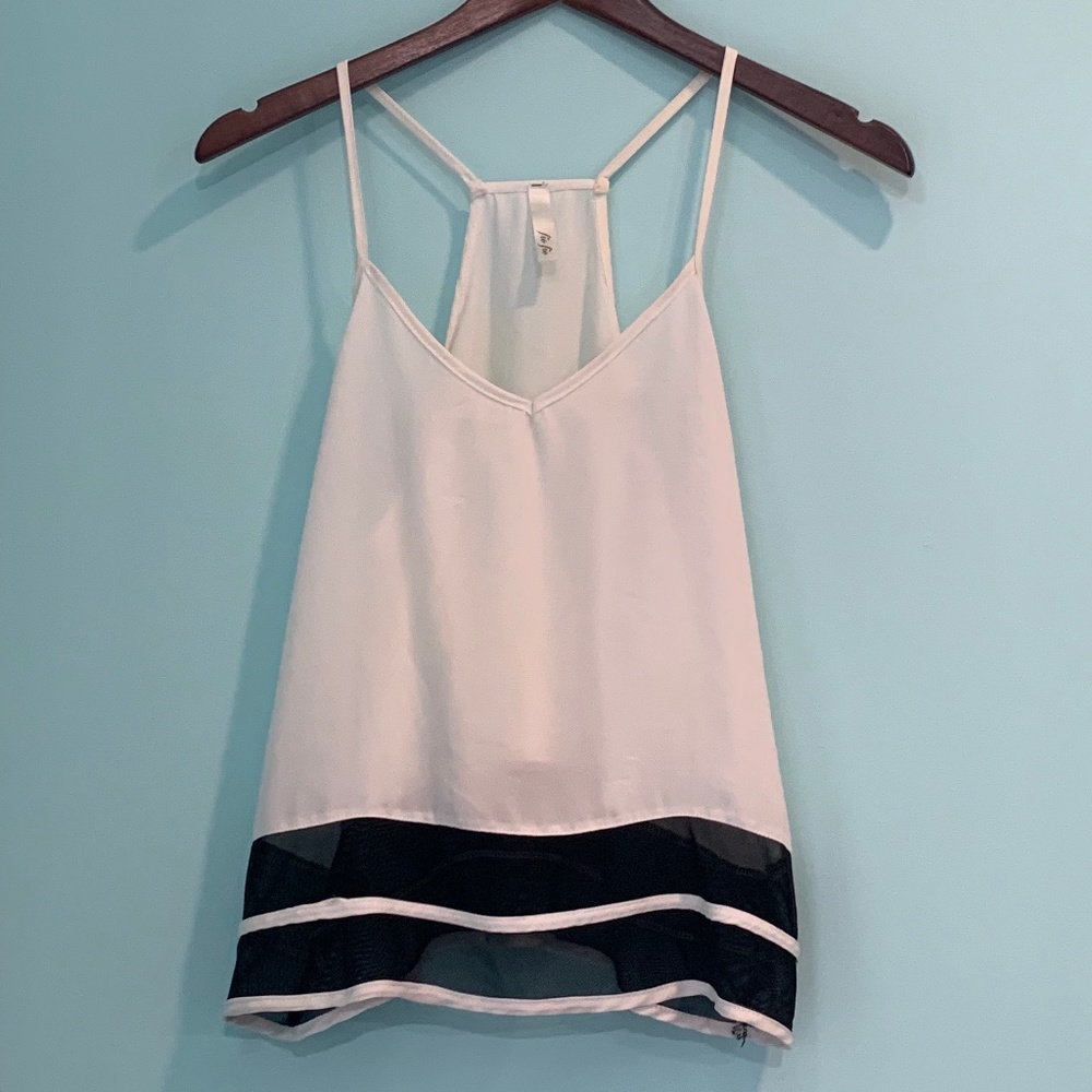 White Chiffon Shirt with Black Stripes